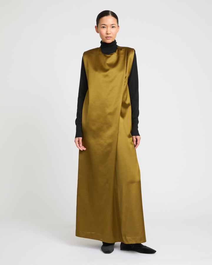 Heavy wool satin maxi dress -Yves Salomon