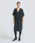 Draped dress in silk crepe