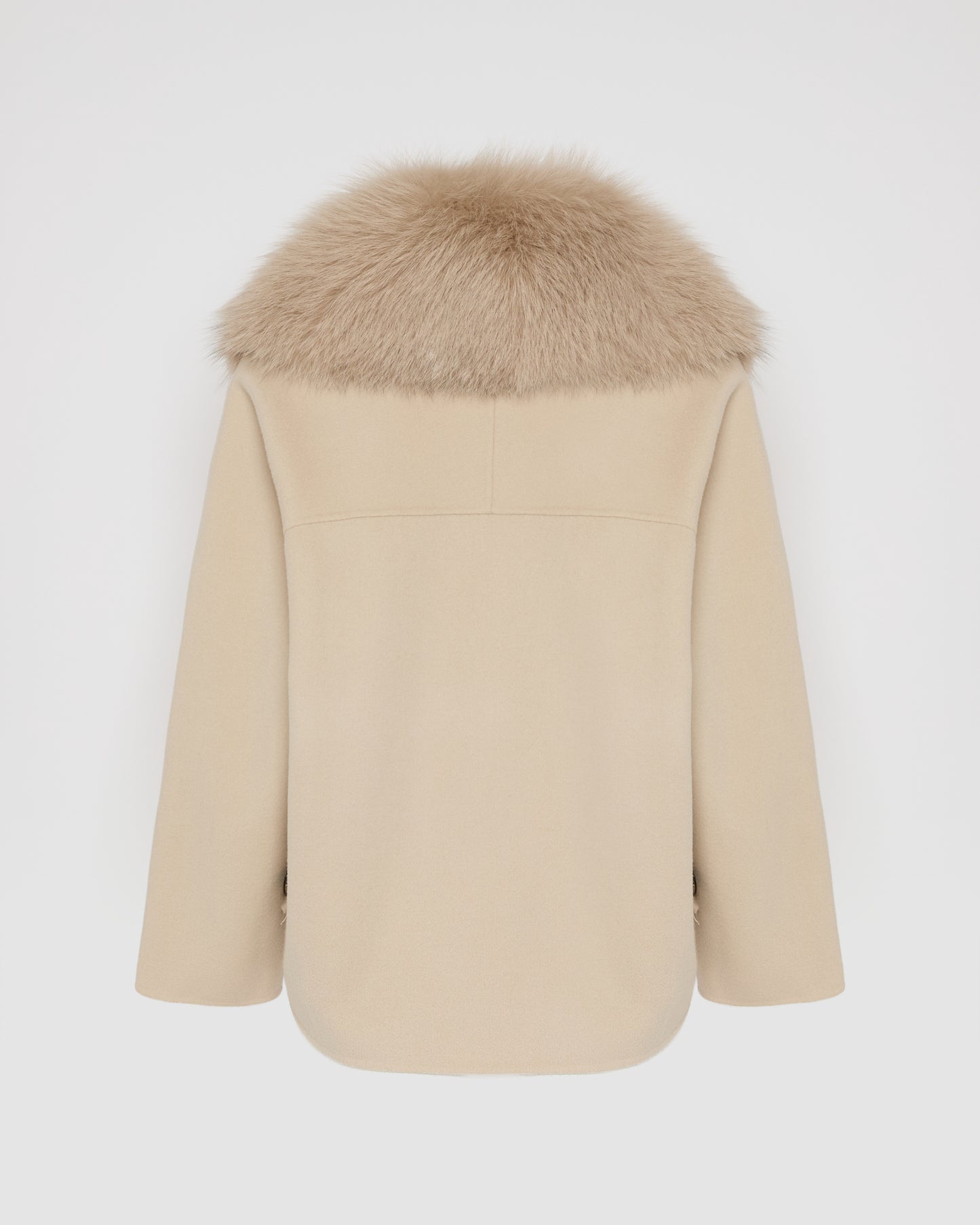 Cashmere-blend pea jacket with removable fox fur collar - Yves Salomon