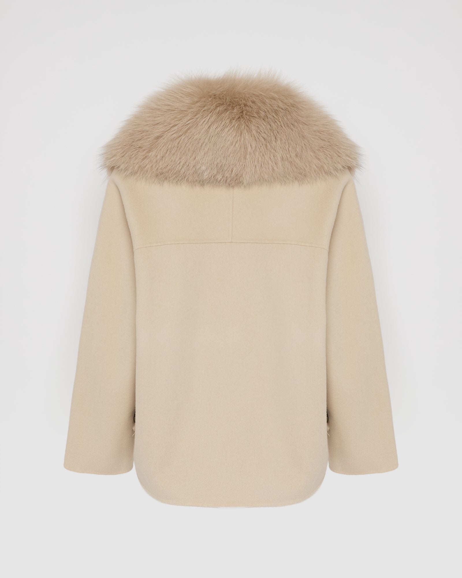 Cashmere-blend pea jacket with removable fox fur collar - Yves Salomon