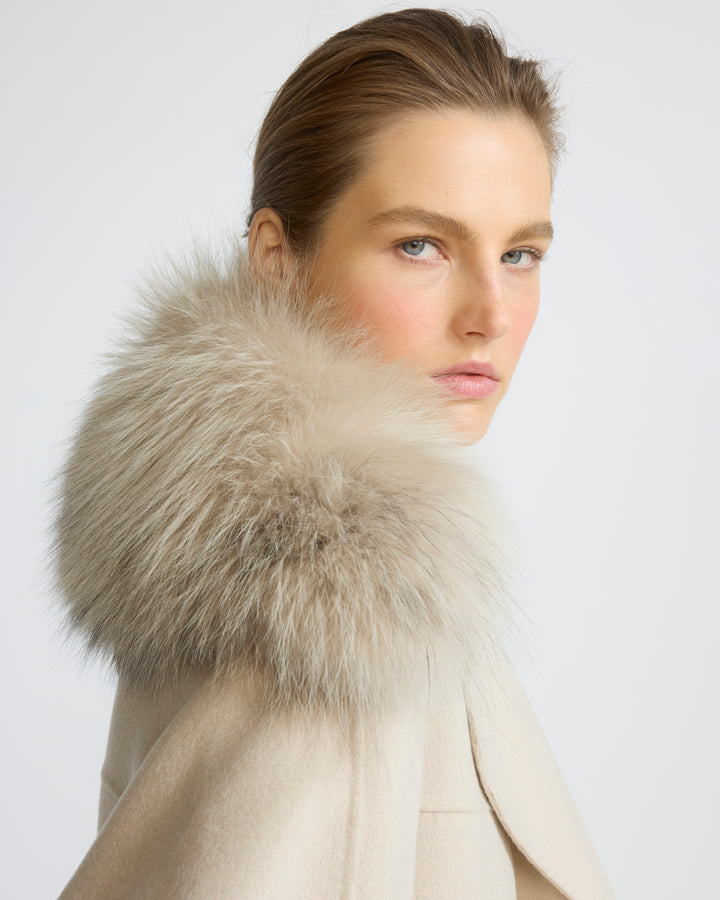 Cashmere-blend pea jacket with removable fox fur collar - Yves Salomon - New Fall/Winter Collection