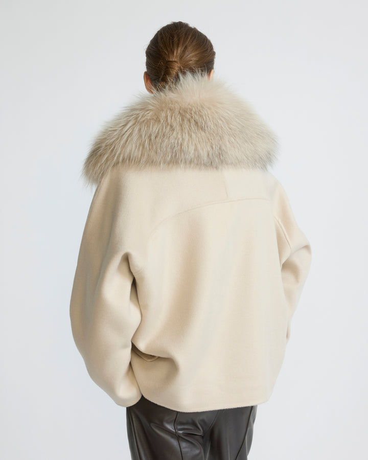 Cashmere-blend pea jacket with removable fox fur collar - Yves Salomon - New Fall/Winter Collection