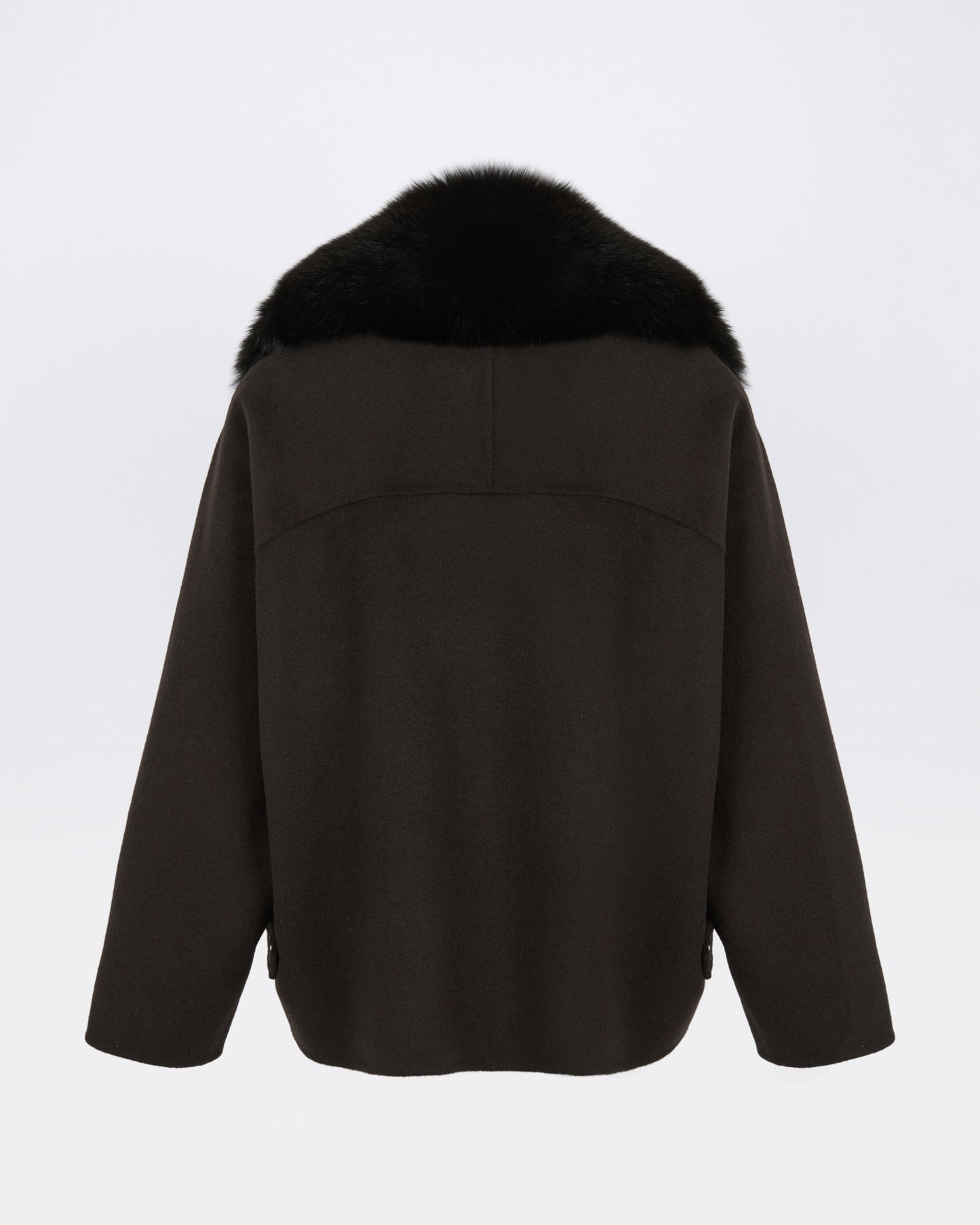 Cashmere-blend pea jacket with removable fox fur collar - Yves Salomon - New Fall/Winter Collection