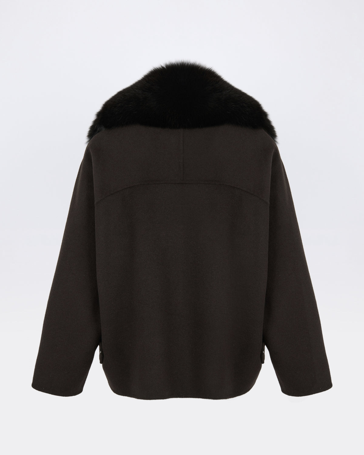 Cashmere-blend pea jacket with removable fox fur collar - Yves Salomon - New Fall/Winter Collection