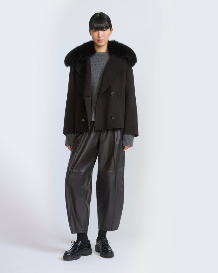 Cashmere-blend pea jacket with removable fox fur collar - Yves Salomon - New Fall/Winter Collection
