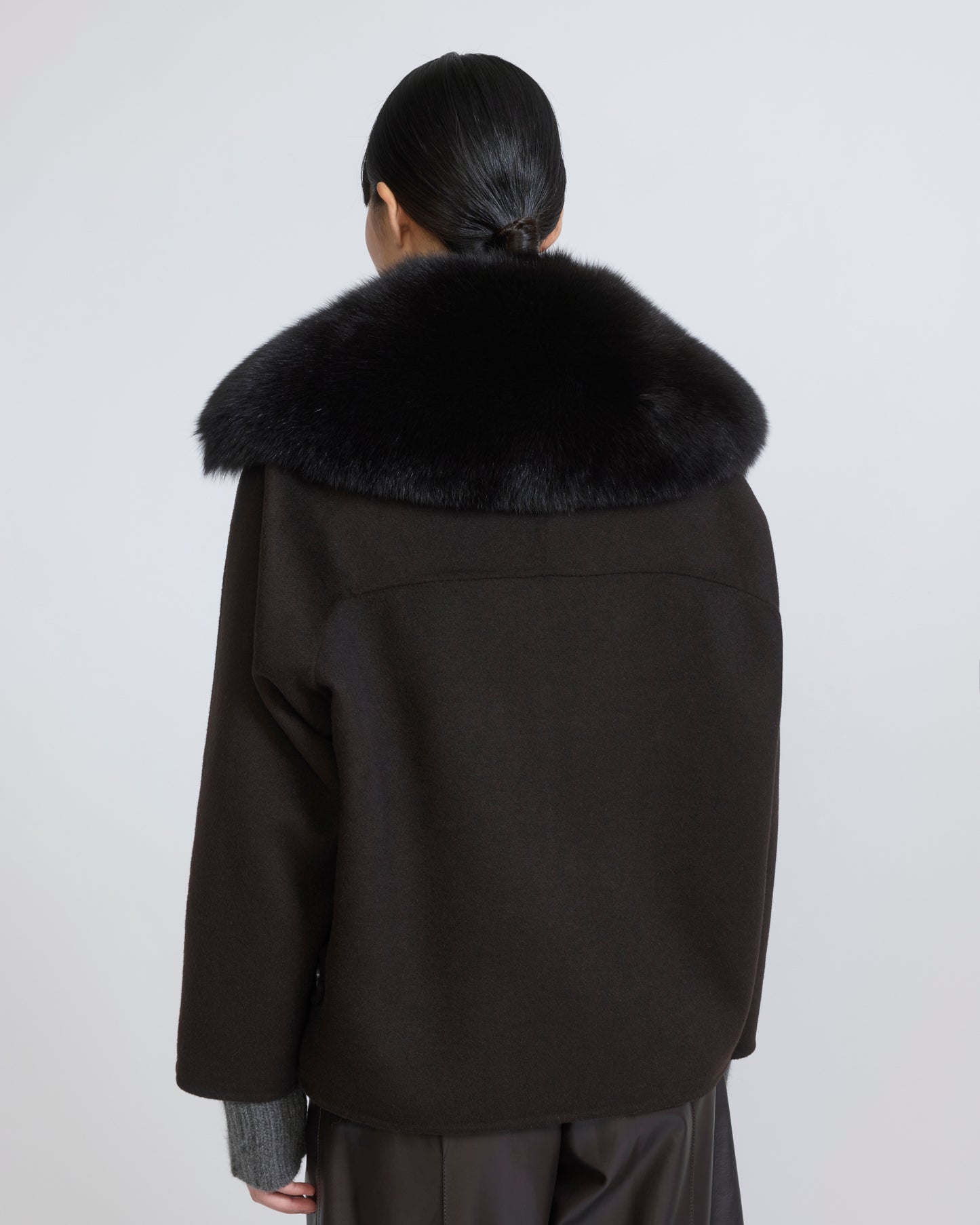 Cashmere-blend pea jacket with removable fox fur collar - Yves Salomon - New Fall/Winter Collection