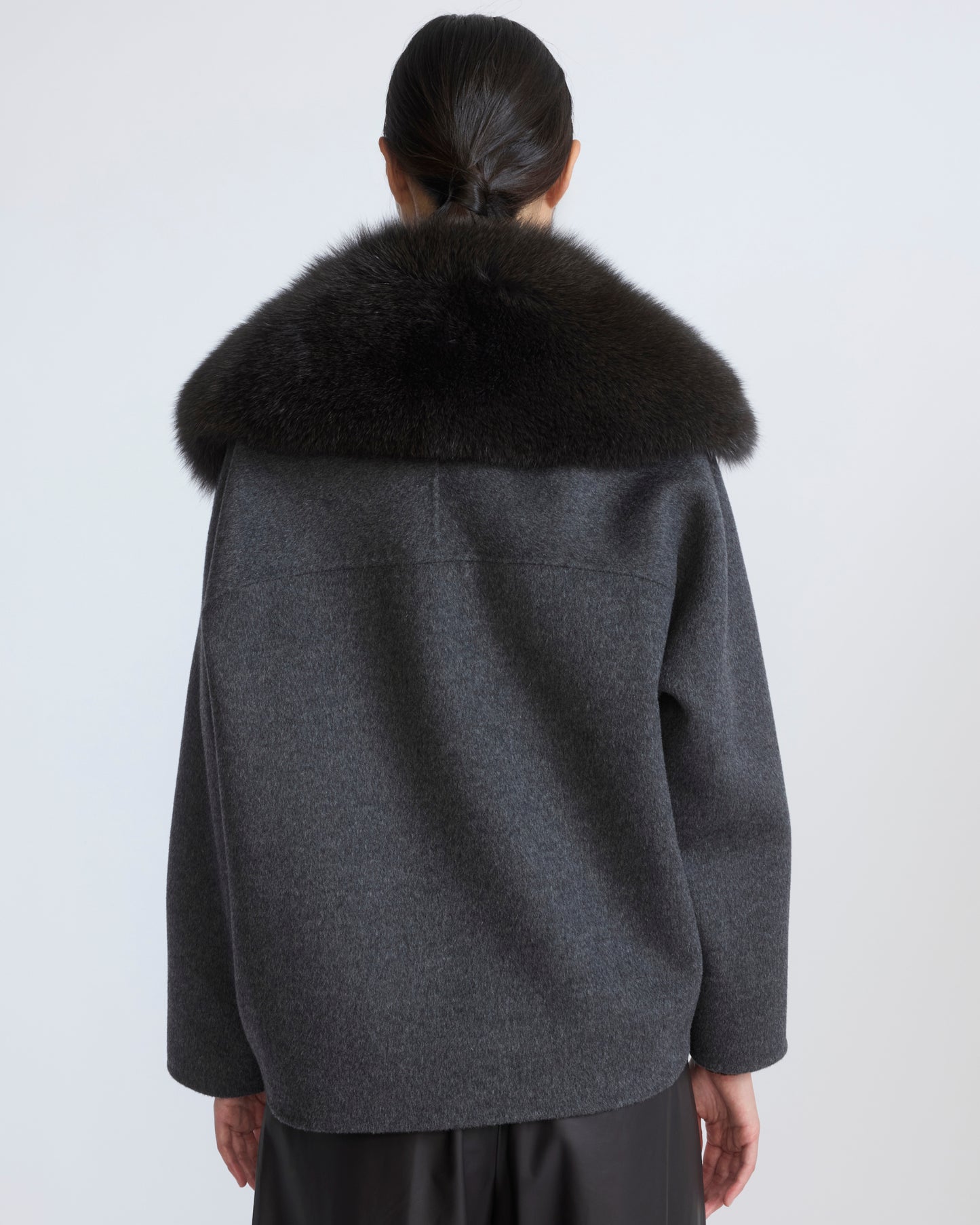 Cashmere-blend pea jacket with removable fox fur collar - Yves Salomon - New Fall/Winter Collection