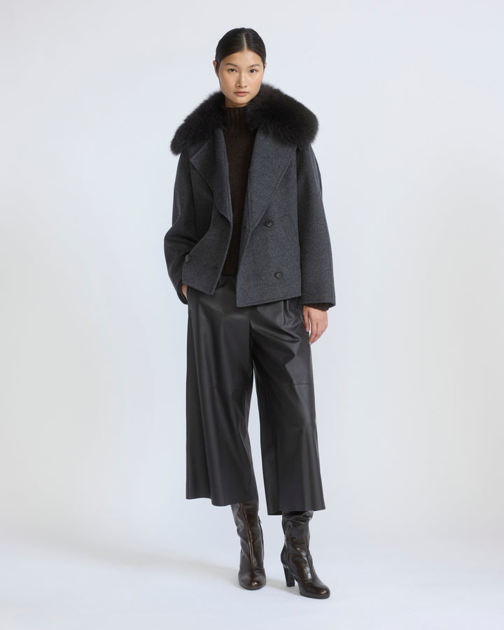Cashmere-blend pea jacket with removable fox fur collar - Yves Salomon - New Fall/Winter Collection