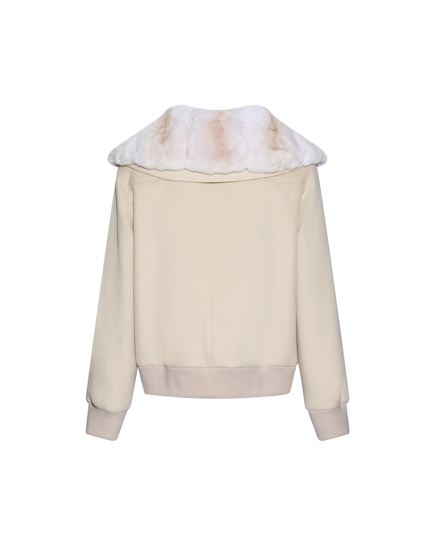 Cashmere-blend cropped blouson with detachable chinchilla fur collar - Yves Salomon