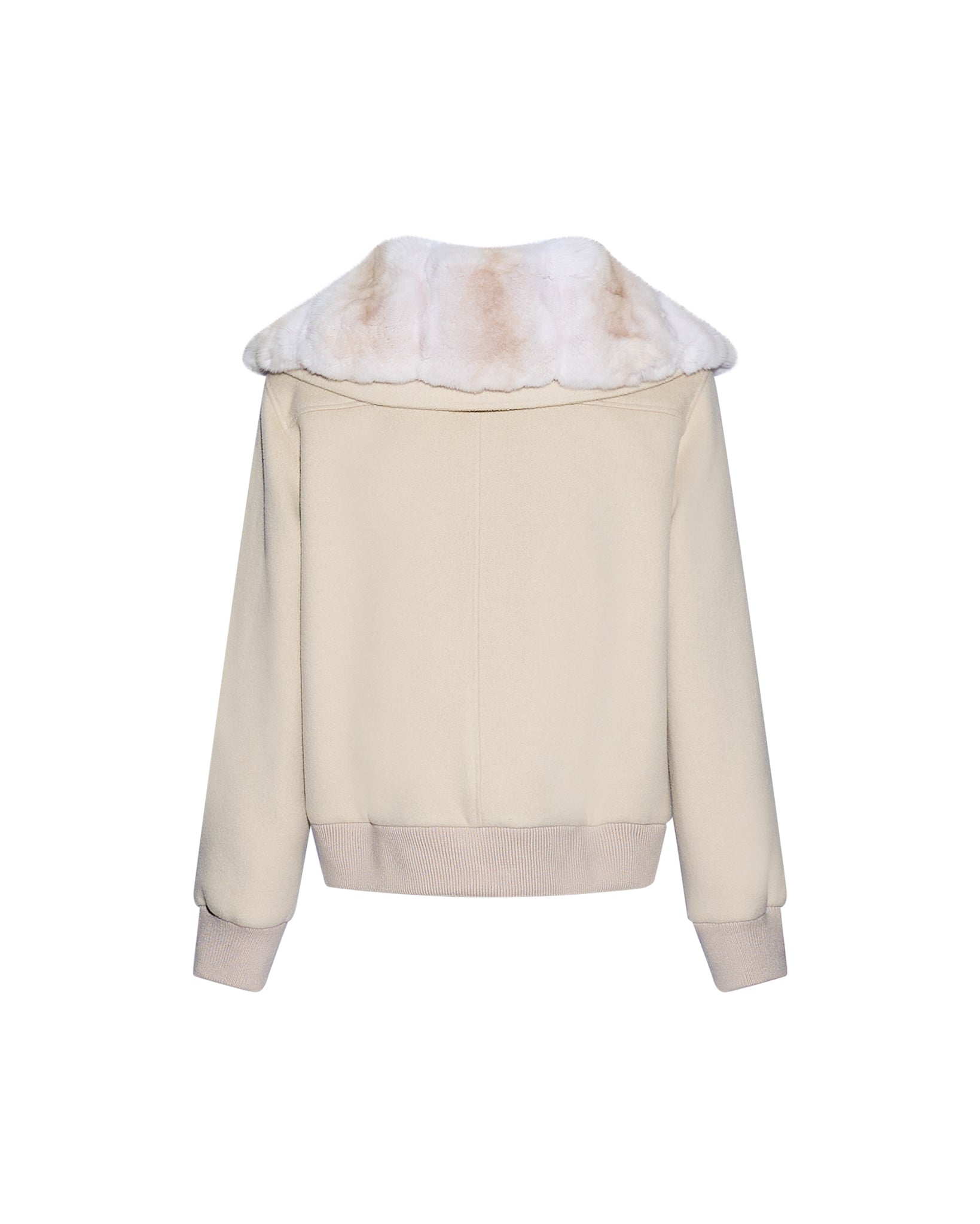 Cashmere-blend cropped blouson with detachable chinchilla fur collar - Yves Salomon