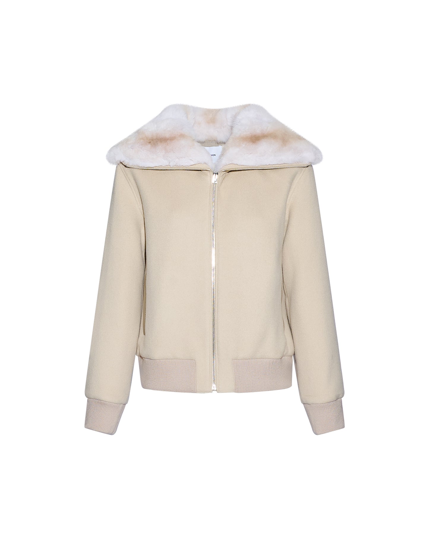 Cashmere-blend cropped blouson with detachable chinchilla fur collar - Yves Salomon