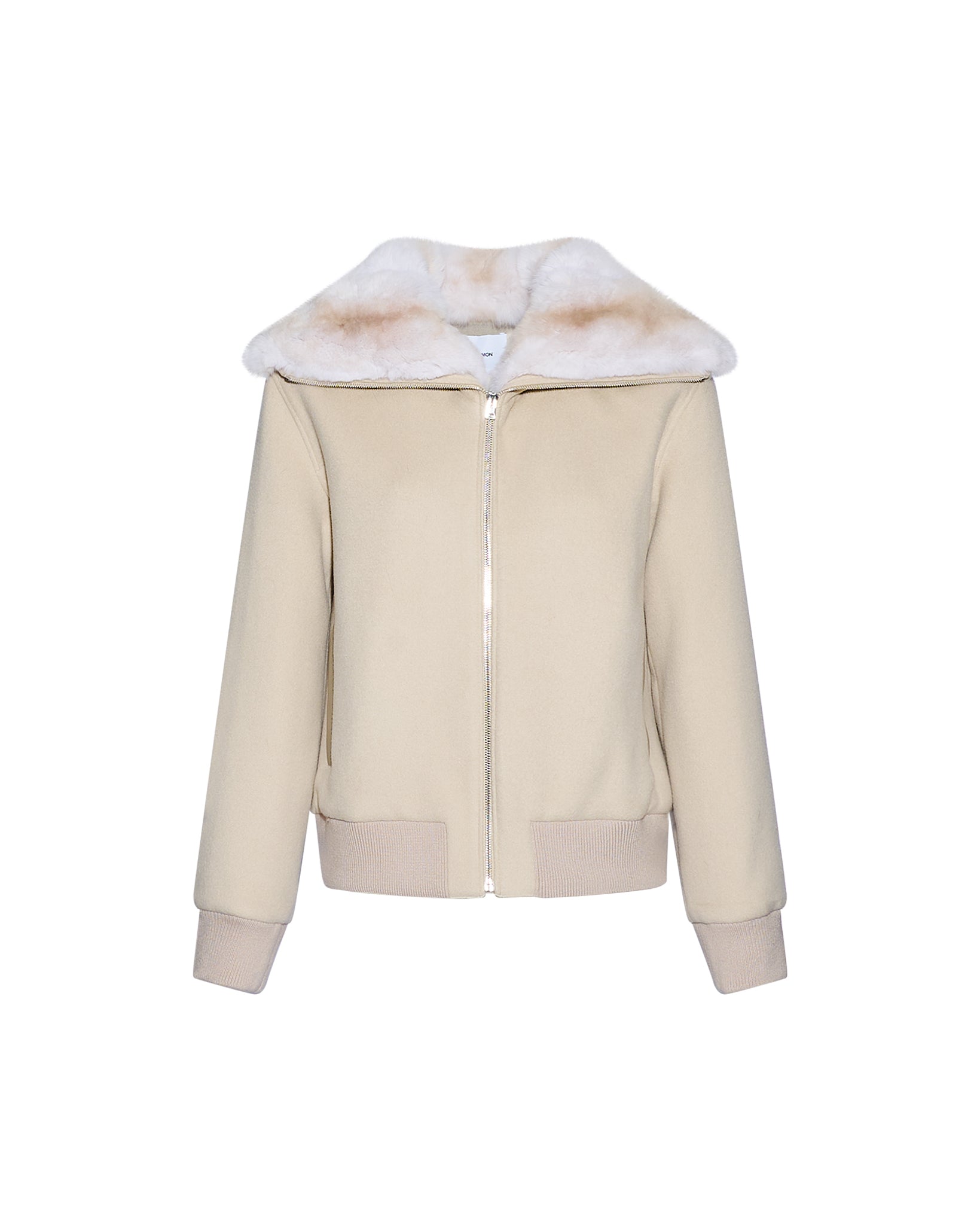 Cashmere-blend cropped blouson with detachable chinchilla fur collar - Yves Salomon