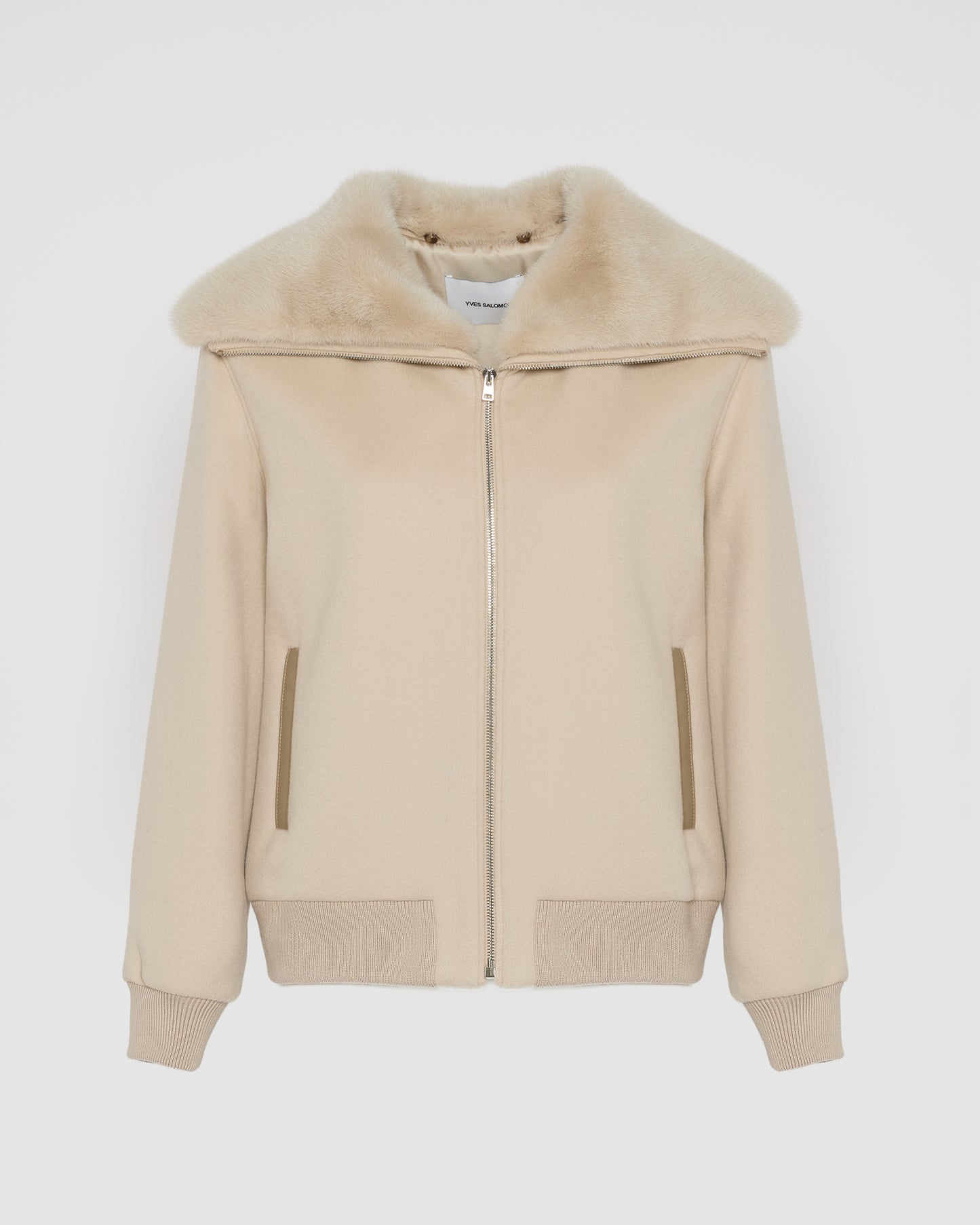 Cashmere-blend cropped blouson with removable mink fur collar - Yves Salomon