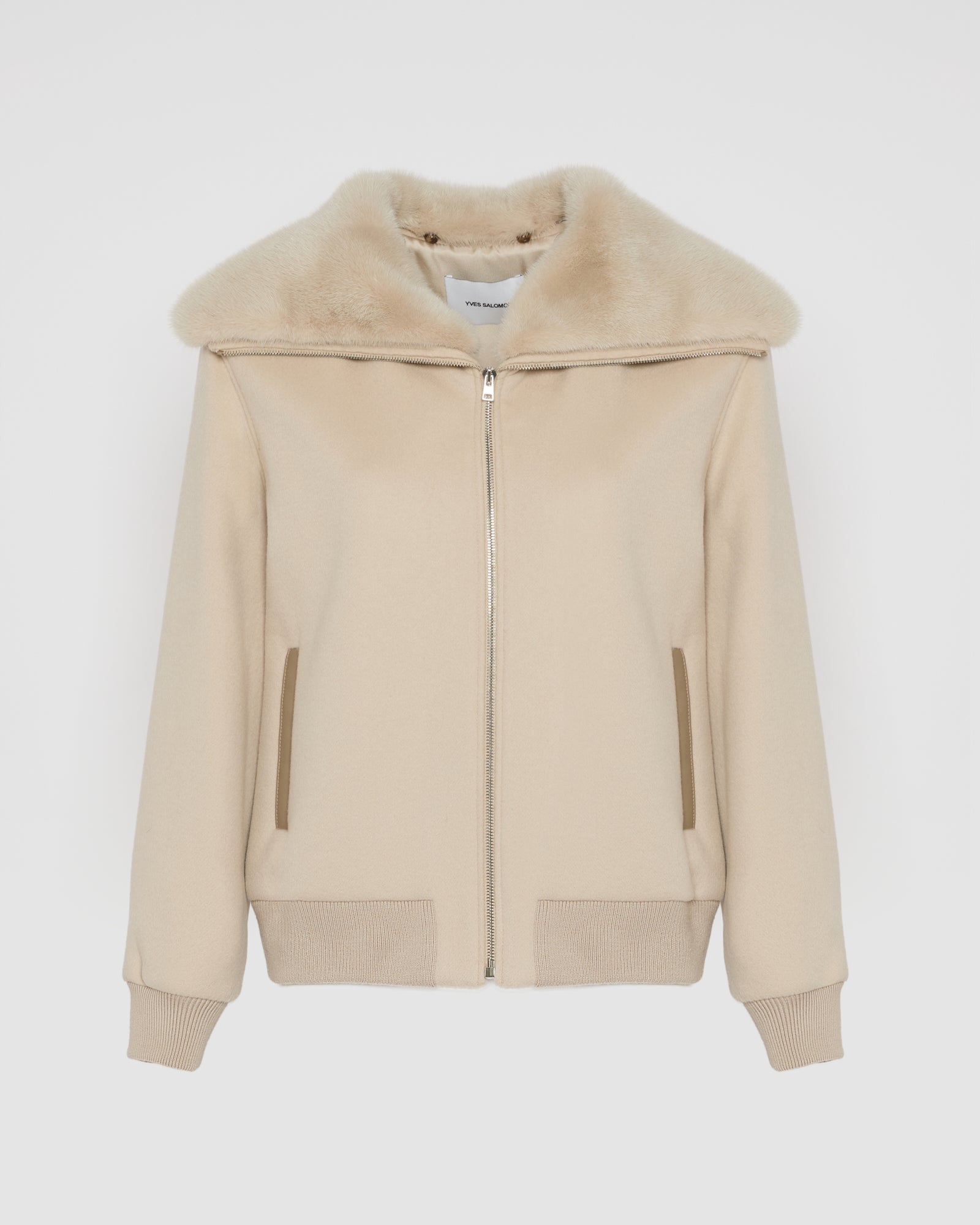 Cashmere-blend cropped blouson with removable mink fur collar - Yves Salomon