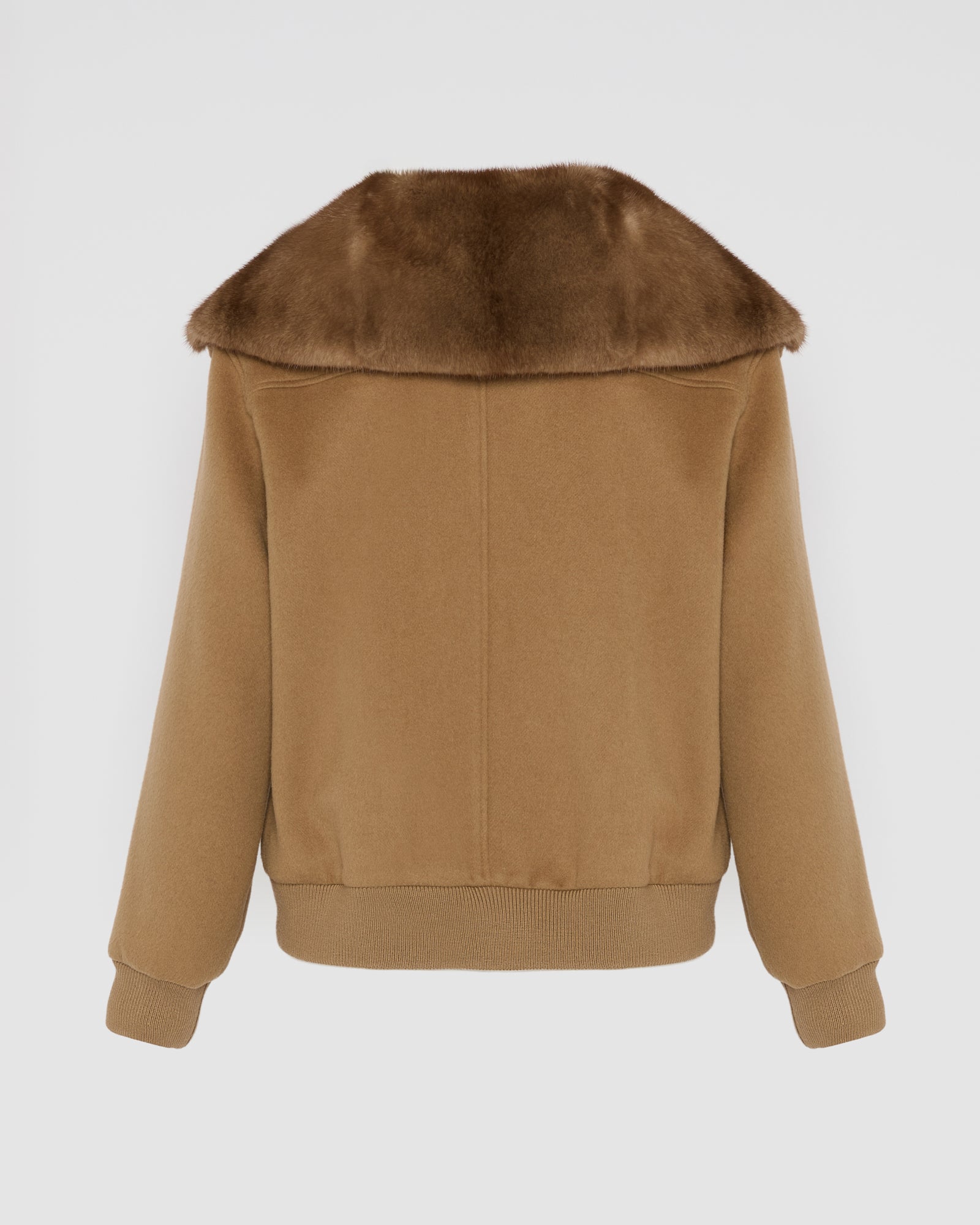 Cashmere-blend cropped blouson with removable mink fur collar