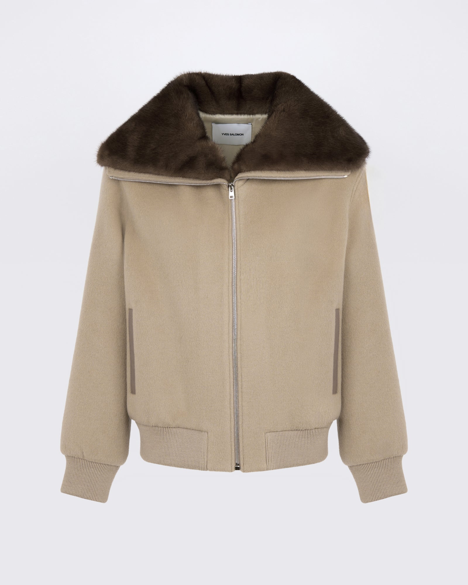 Cashmere-blend cropped blouson with removable mink fur collar - Yves Salomon - New Fall/Winter Collection