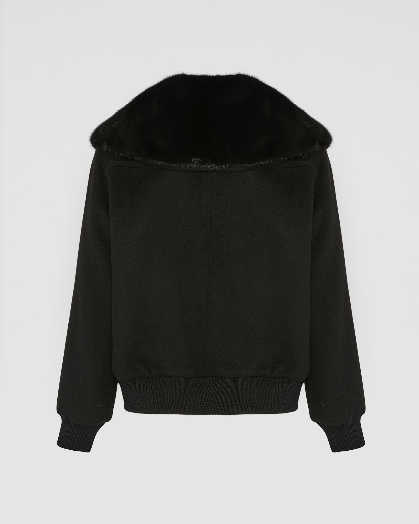 Cashmere-blend cropped blouson with removable mink fur collar