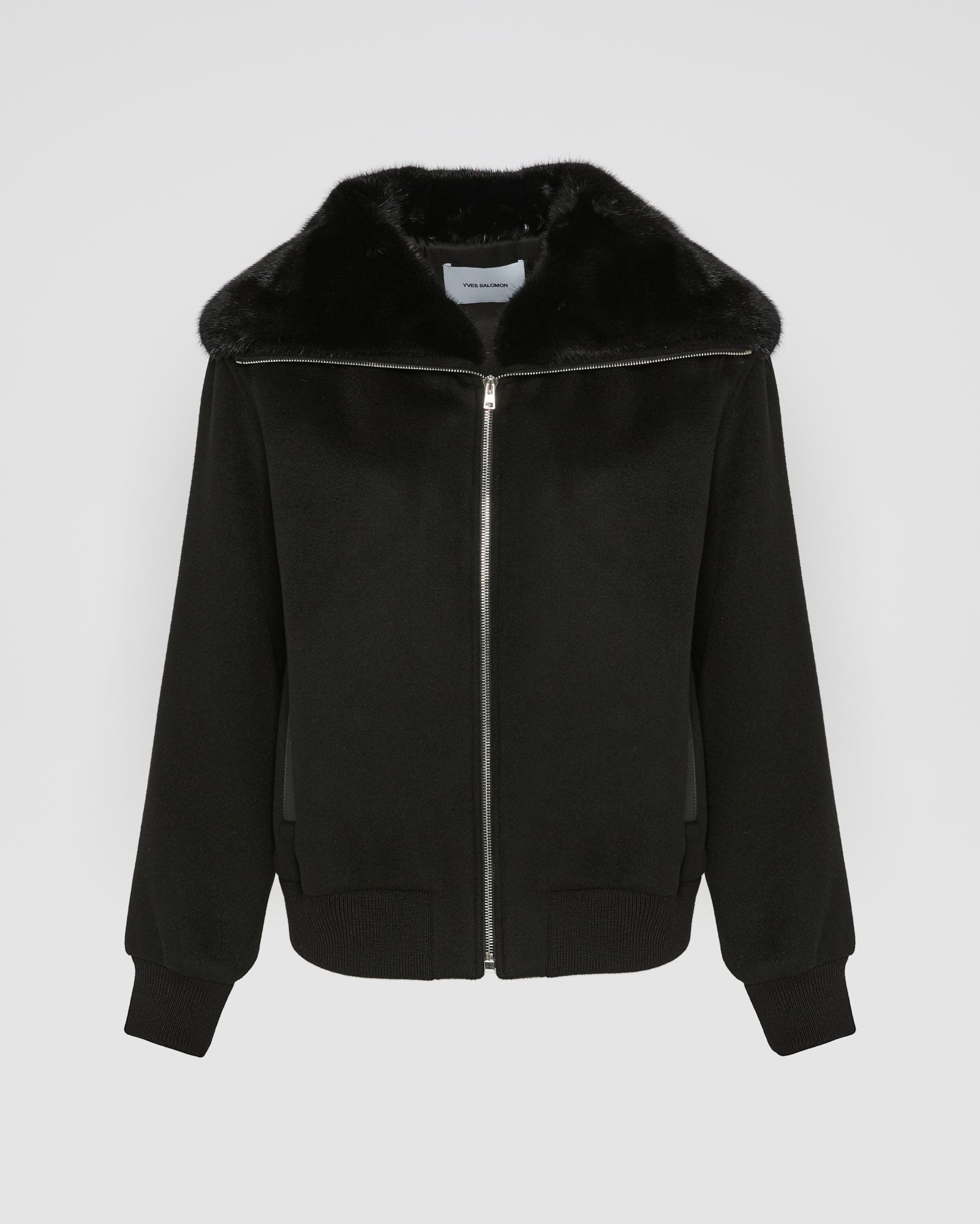 Cashmere-blend cropped blouson with removable mink fur collar - Yves Salomon