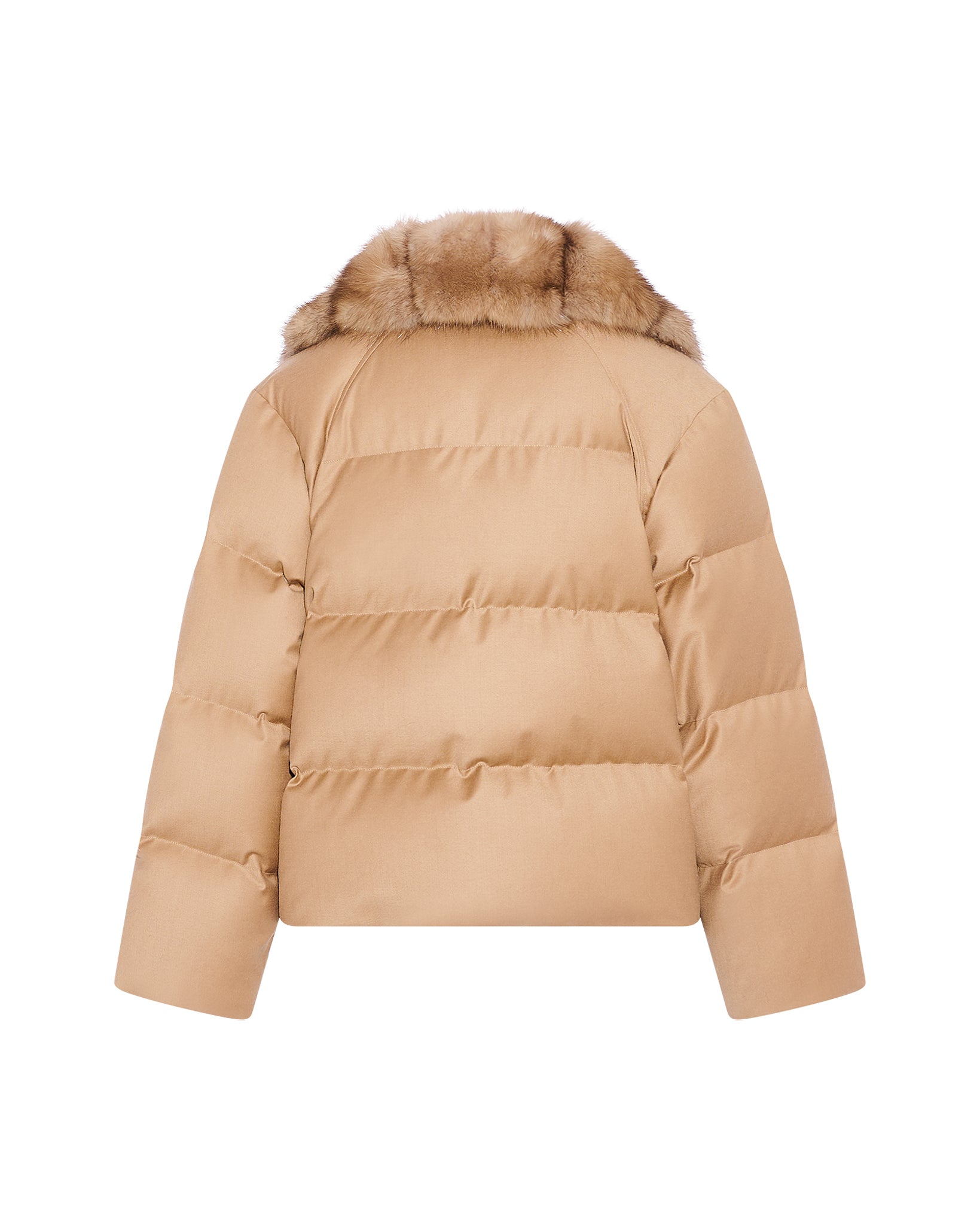 Short flannel down jacket with detachable large sable fur collar - Yves Salomon