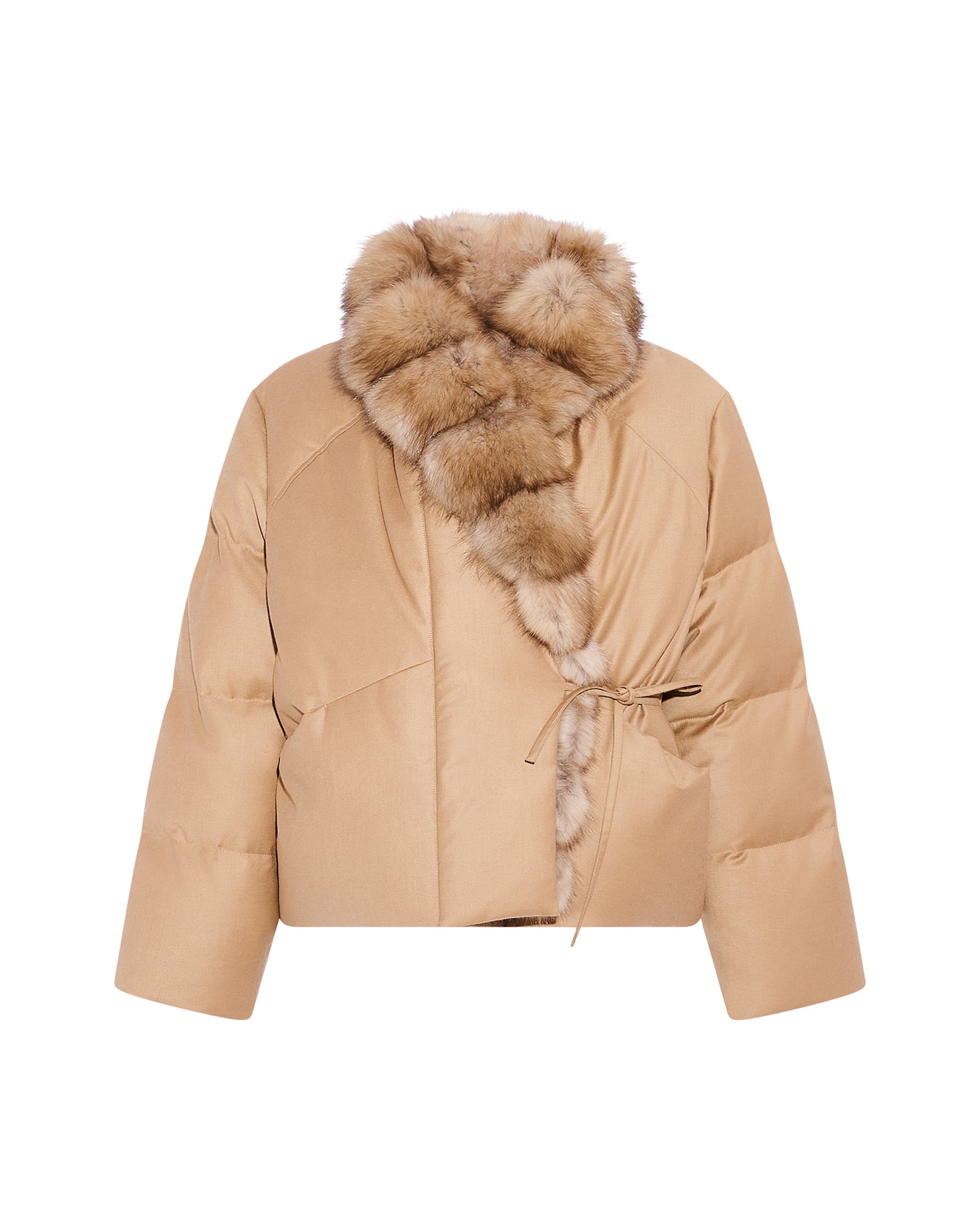Short flannel down jacket with detachable large sable fur collar - Yves Salomon
