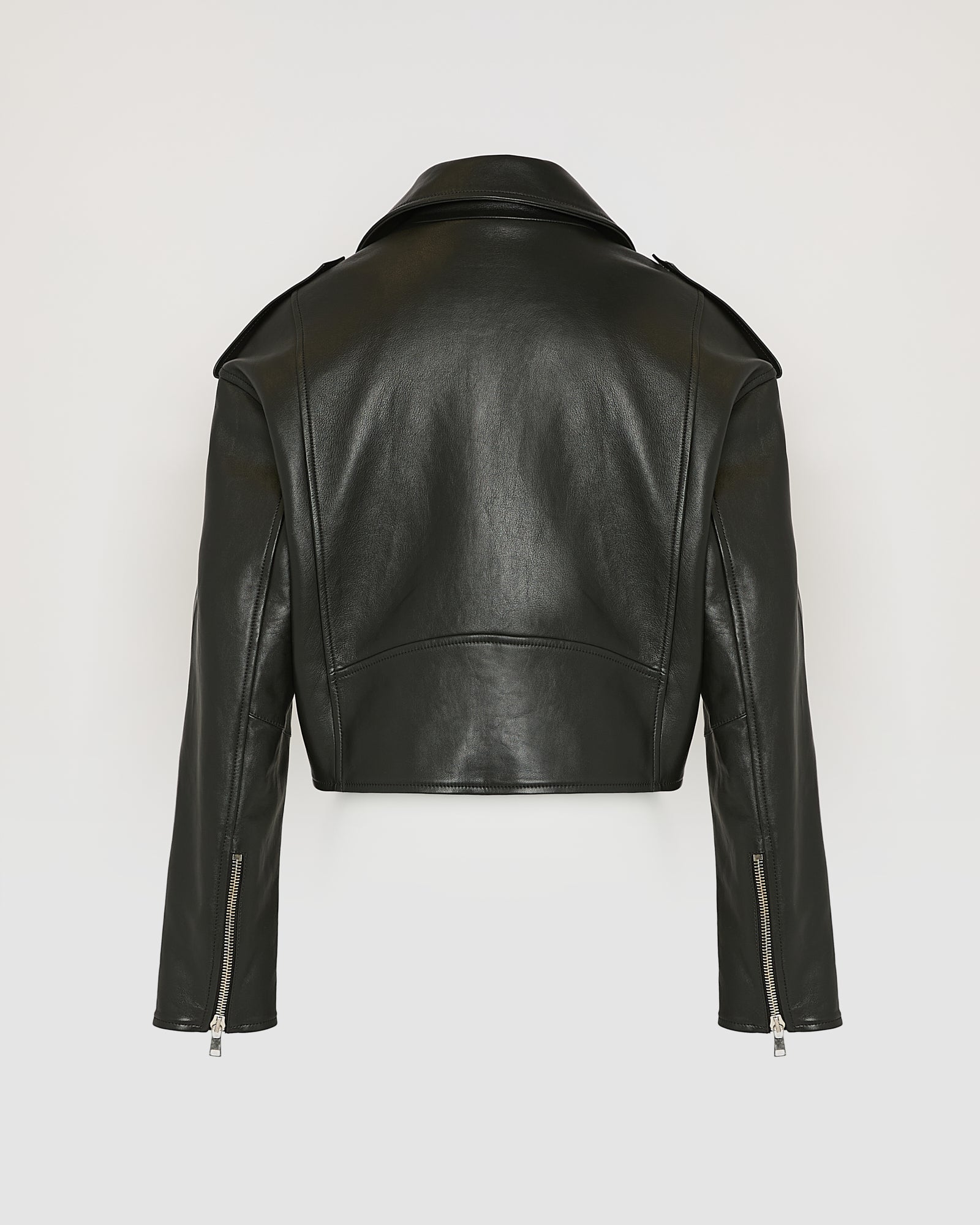 Cropped lambskin biker jacket - black - Yves Salomon – Yves Salomon US
