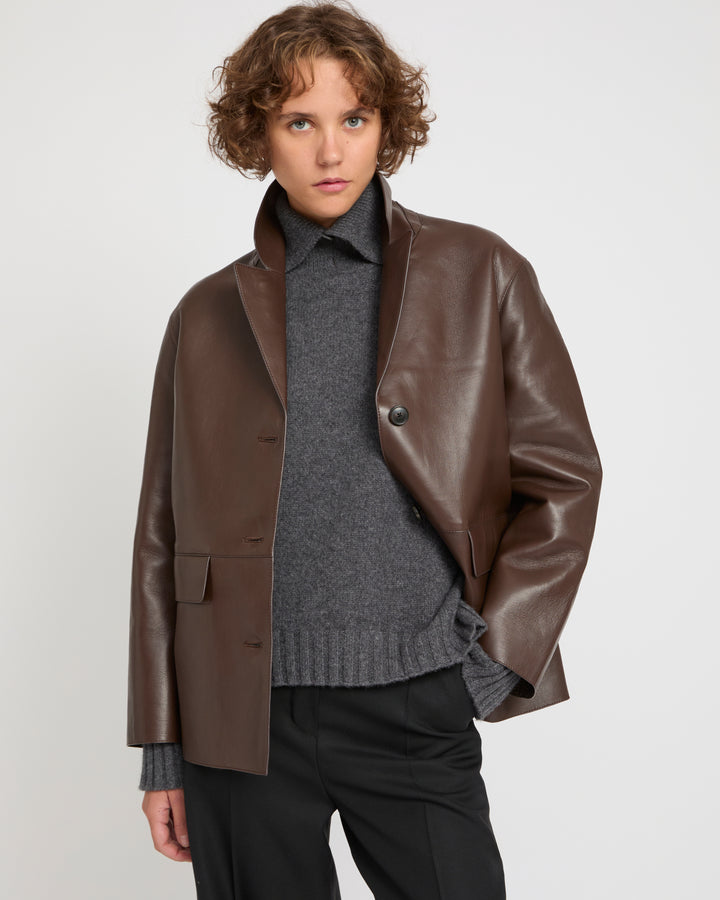 Woollen bonded leather jacket -Yves Salomon