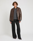 Woollen bonded leather jacket