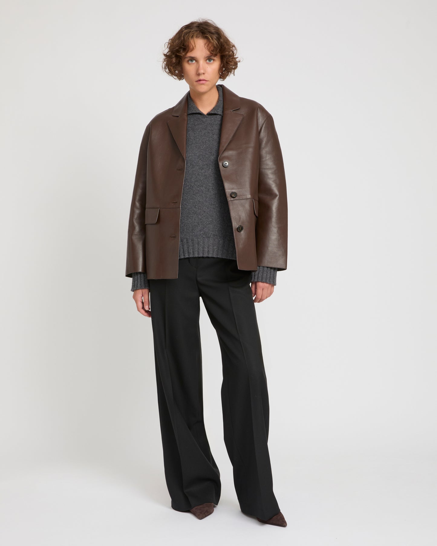 Woollen bonded leather jacket -Yves Salomon