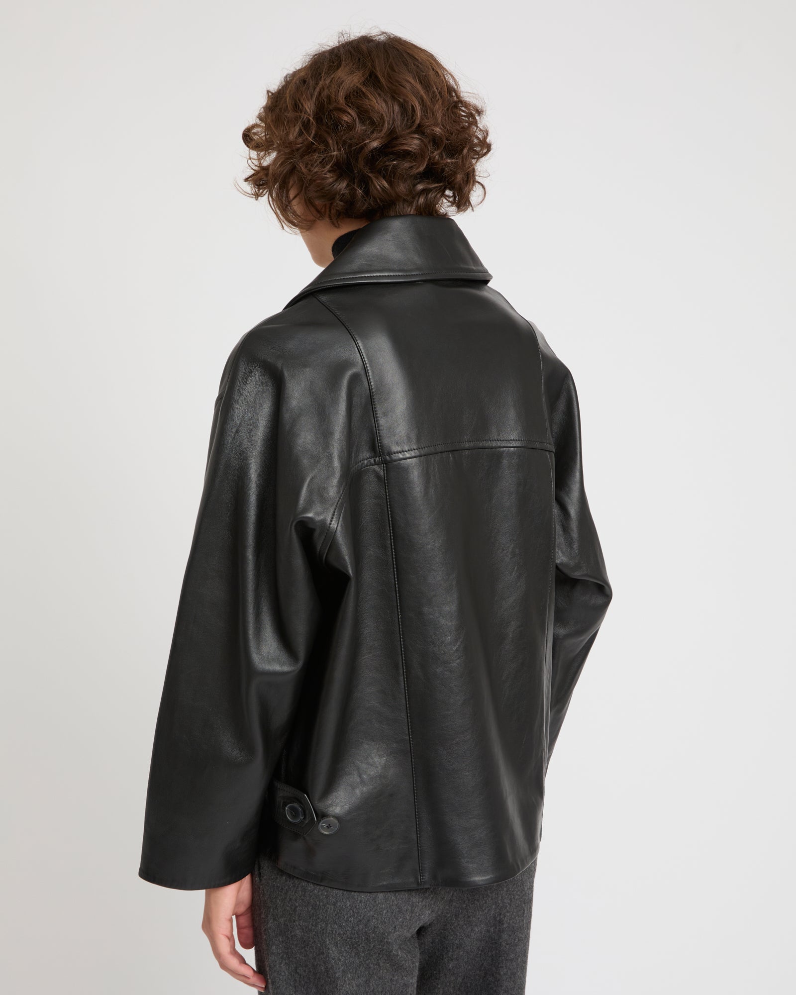 Lamb leather peacoat -Yves Salomon