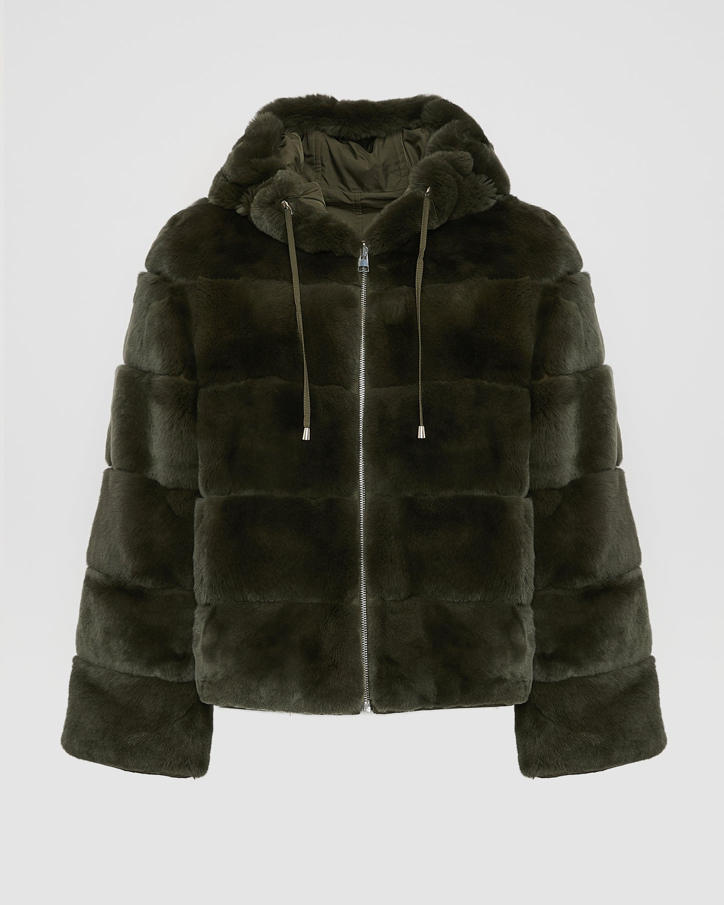Hooded jacket in technical fabric reversible rex rabbit fur - Yves Salomon