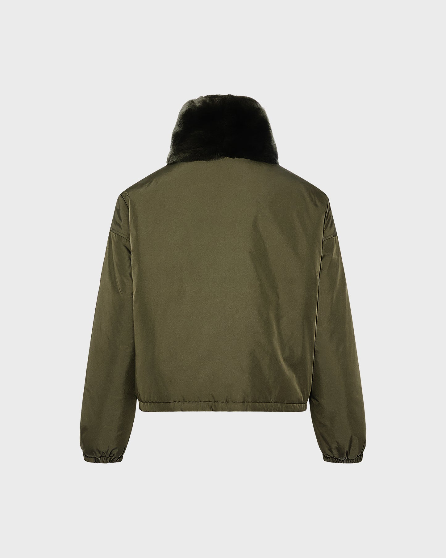 Boxy jacket in technical fabric reversible rex rabbit fur - Yves Salomon