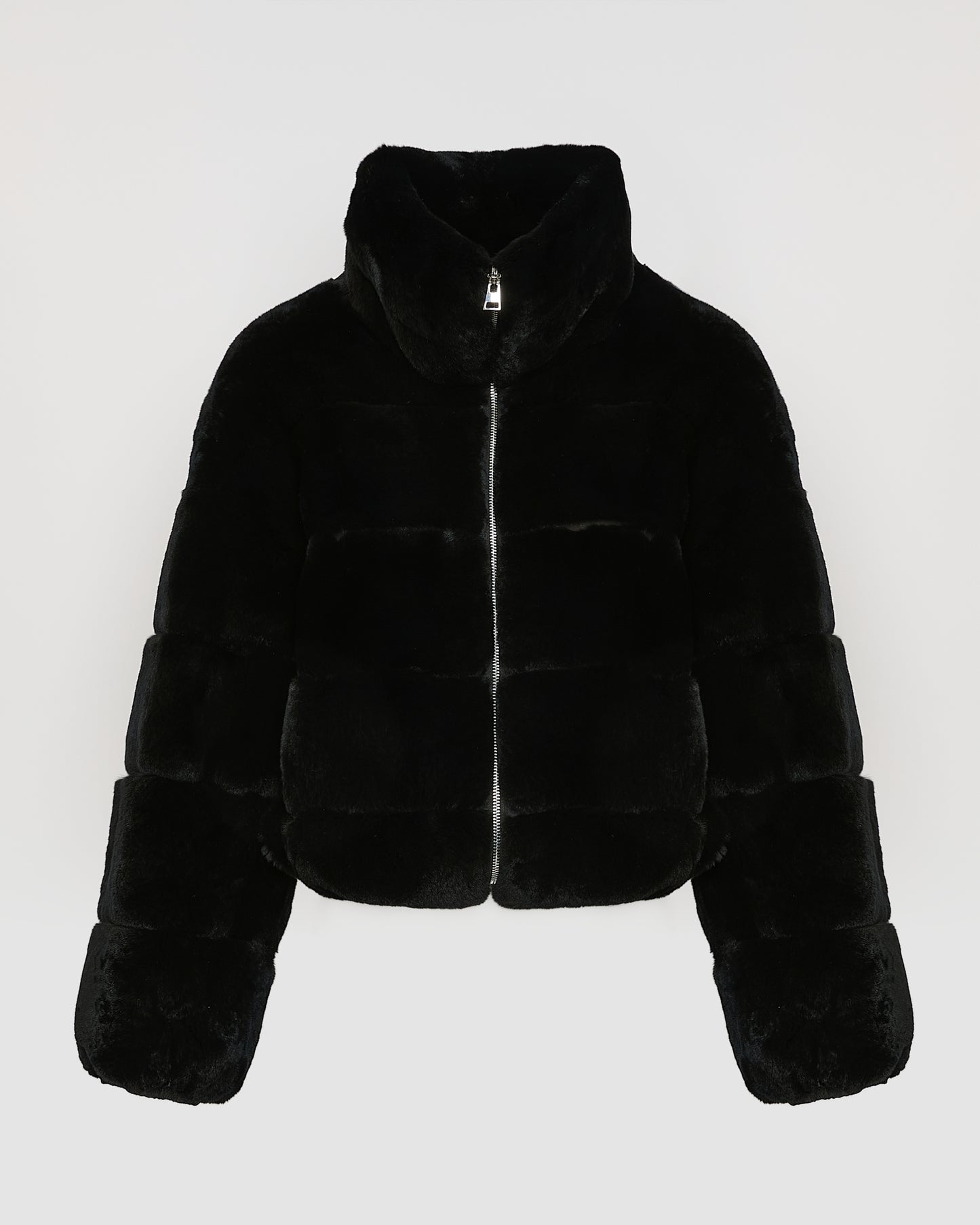 Boxy jacket in technical fabric reversible rex rabbit fur - Yves Salomon