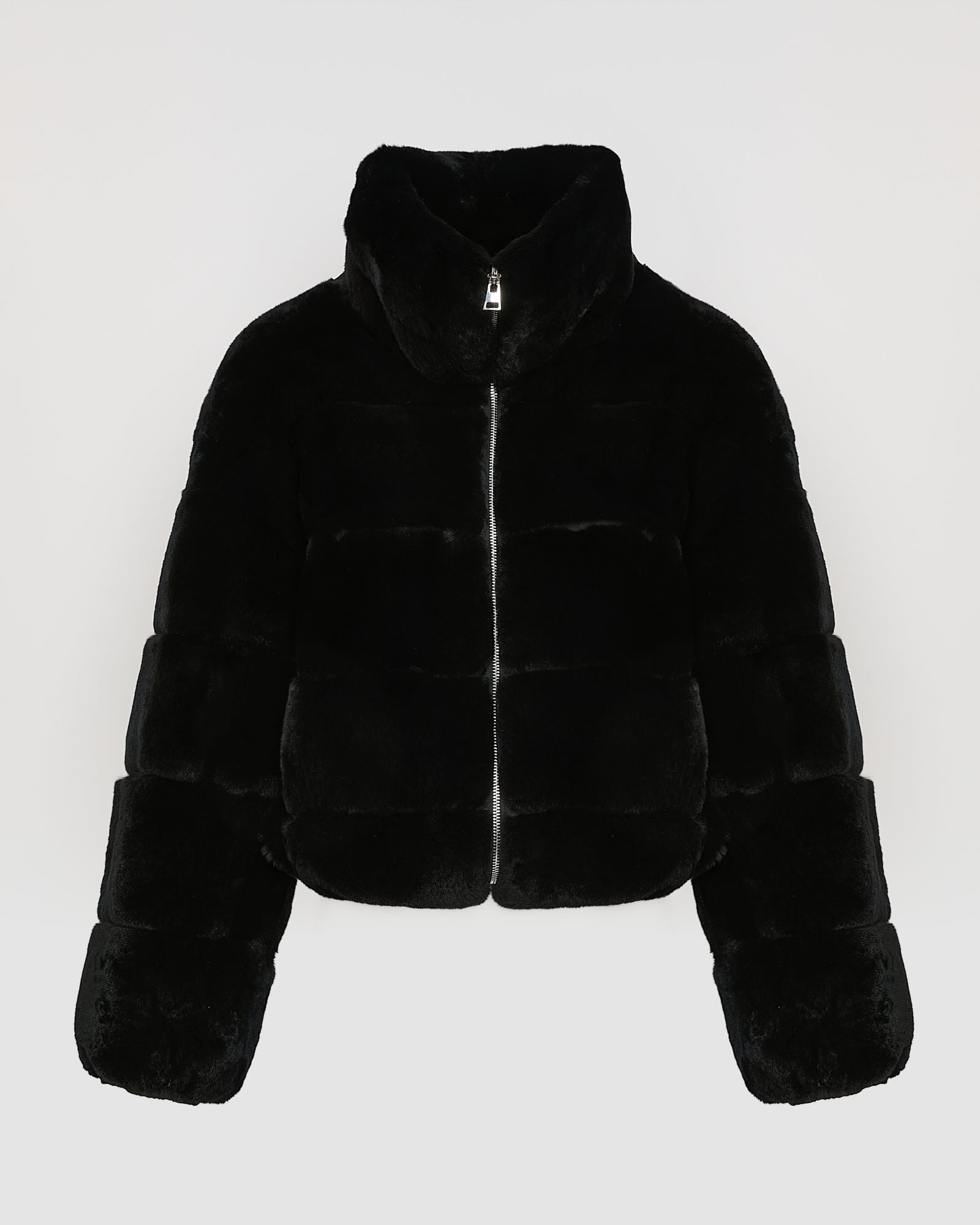 Boxy jacket in technical fabric reversible rex rabbit fur - Yves Salomon