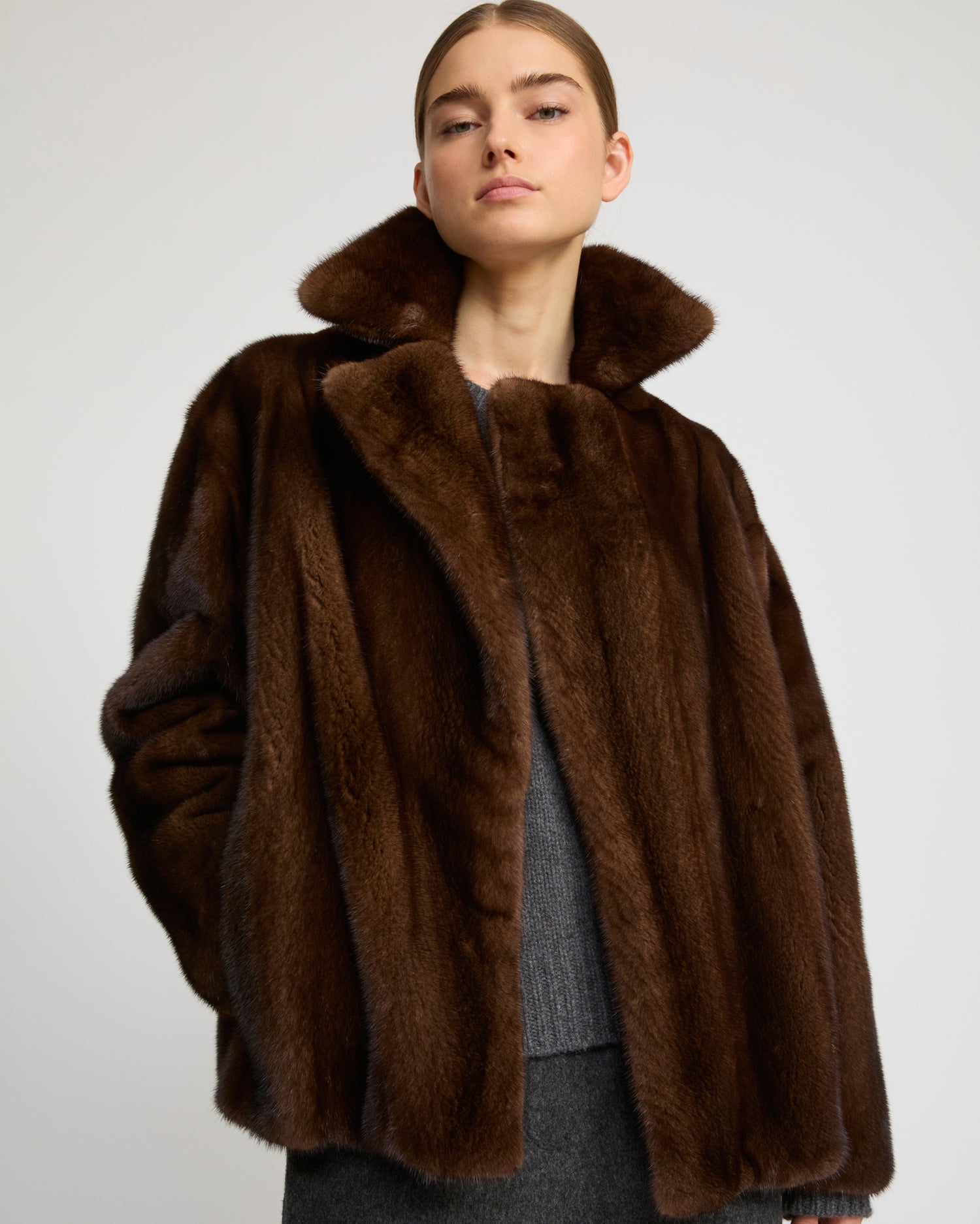 Short cross-front mink fur jacket - Yves Salomon
