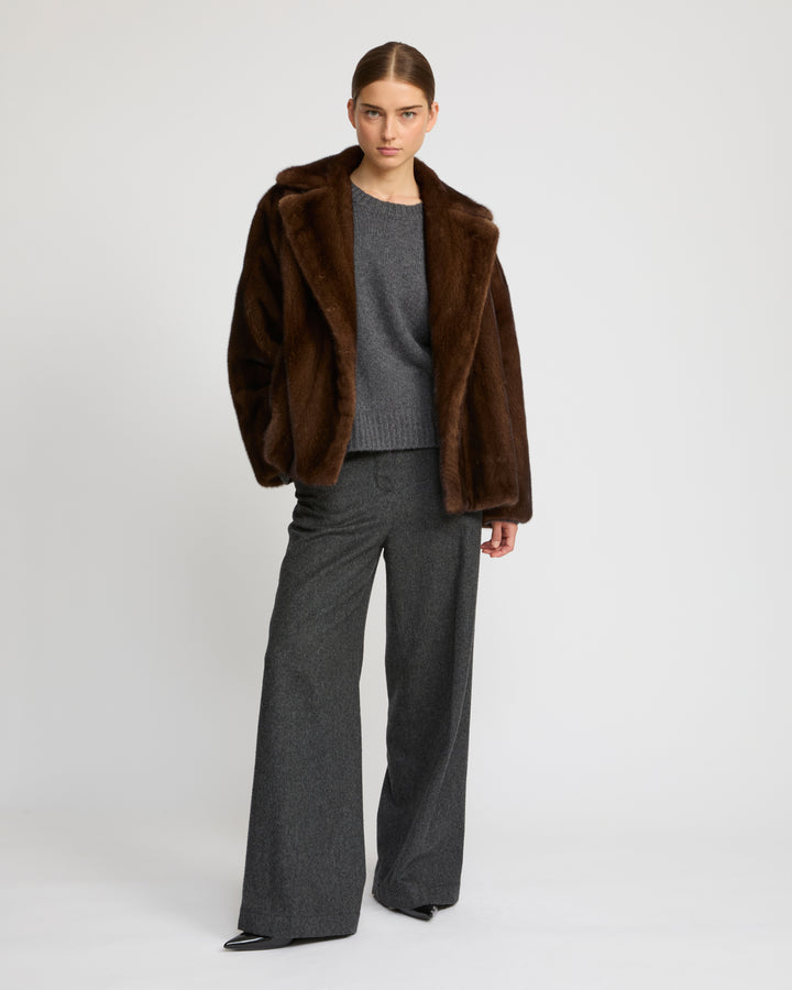Short cross-front mink fur jacket - Yves Salomon