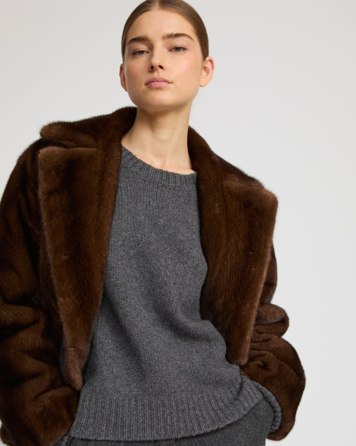 Short cross-front mink fur jacket - Yves Salomon