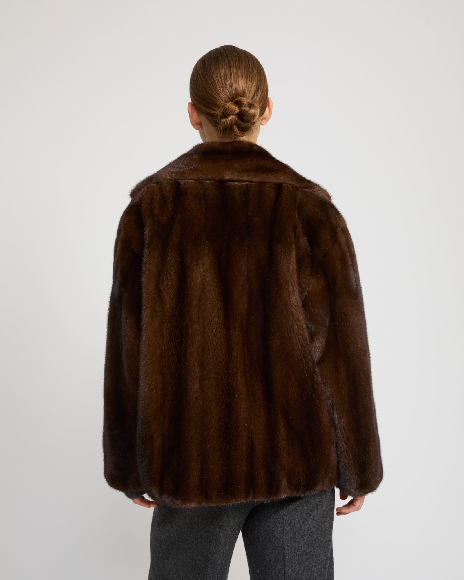Short cross-front mink fur jacket - brown - Yves Salomon – Yves