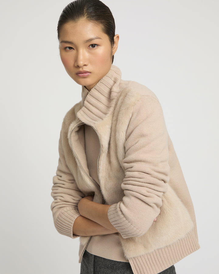 Mink fur and Merino knit jacket