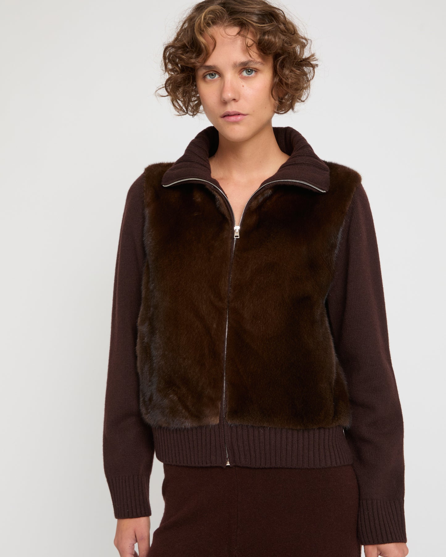 Mink fur and Merino knit jacket