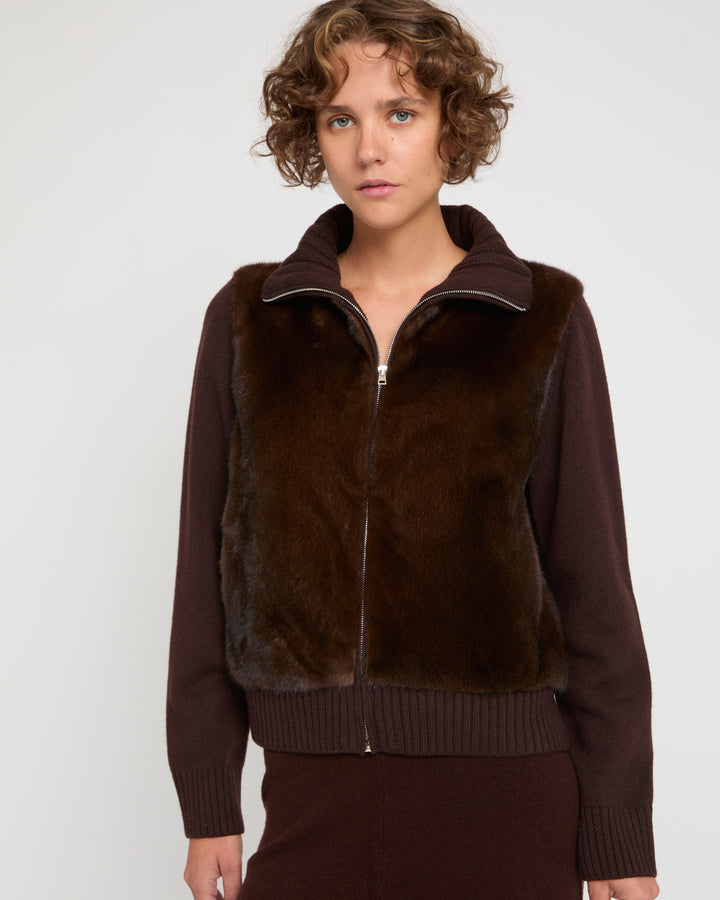 Mink fur and Merino knit jacket