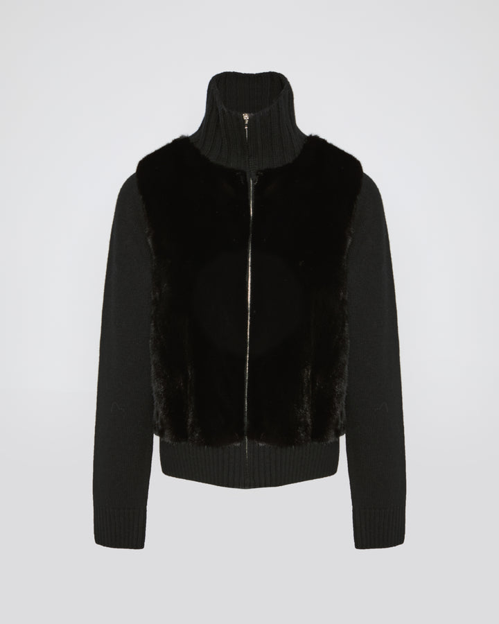 Mink fur and Merino knit jacket