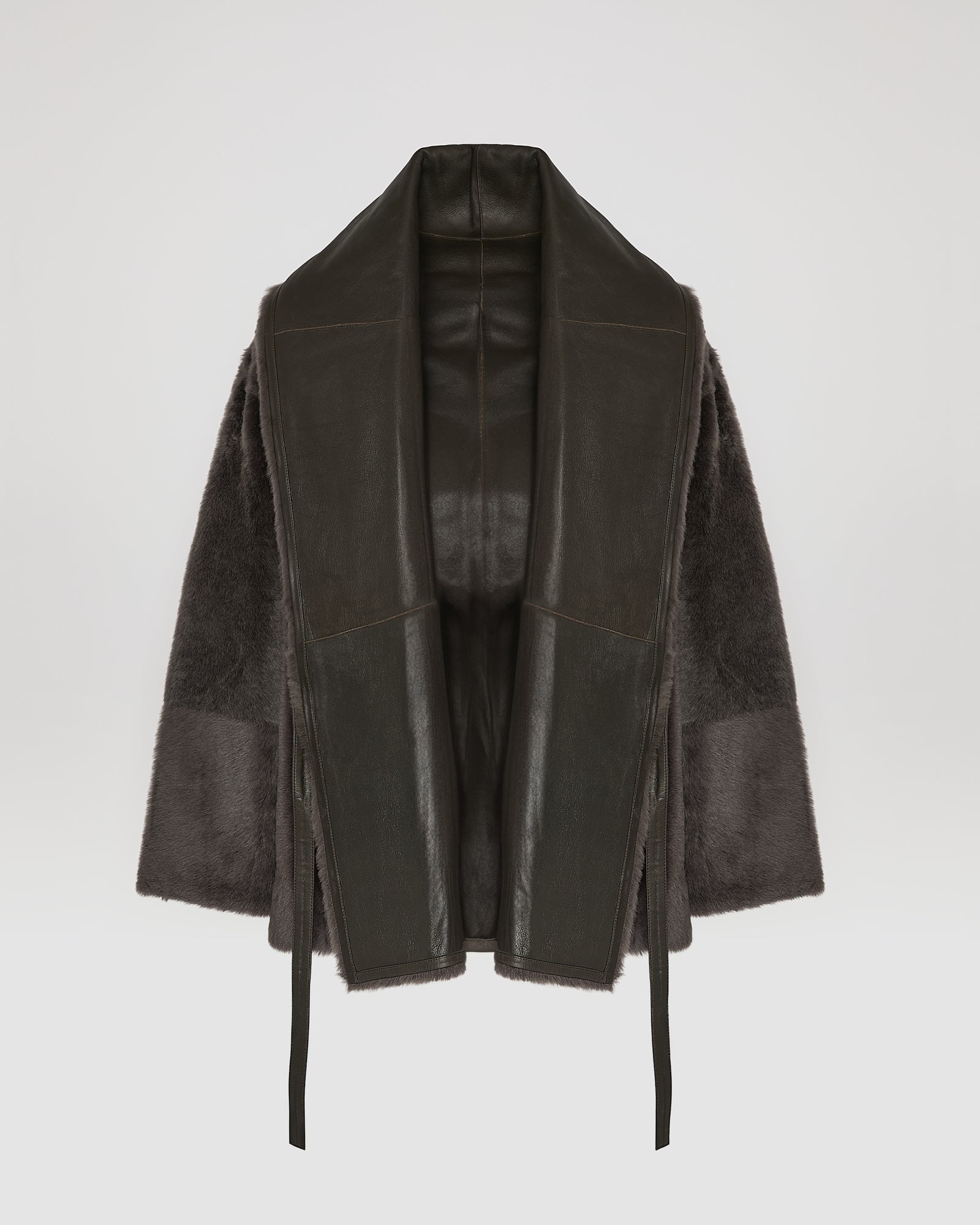 Long draped lambskin shearling jacket - Yves Salomon