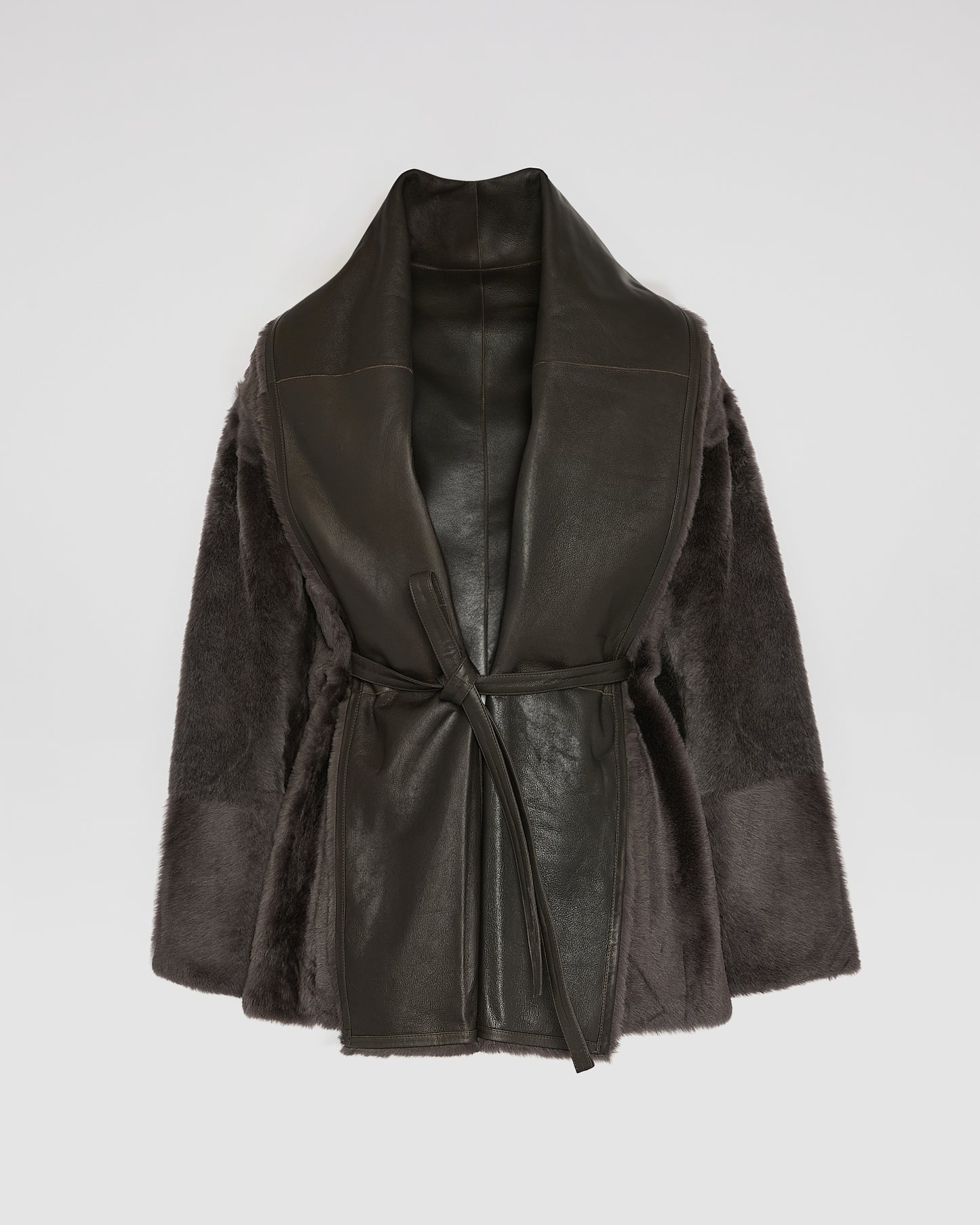 Long draped lambskin shearling jacket - Yves Salomon