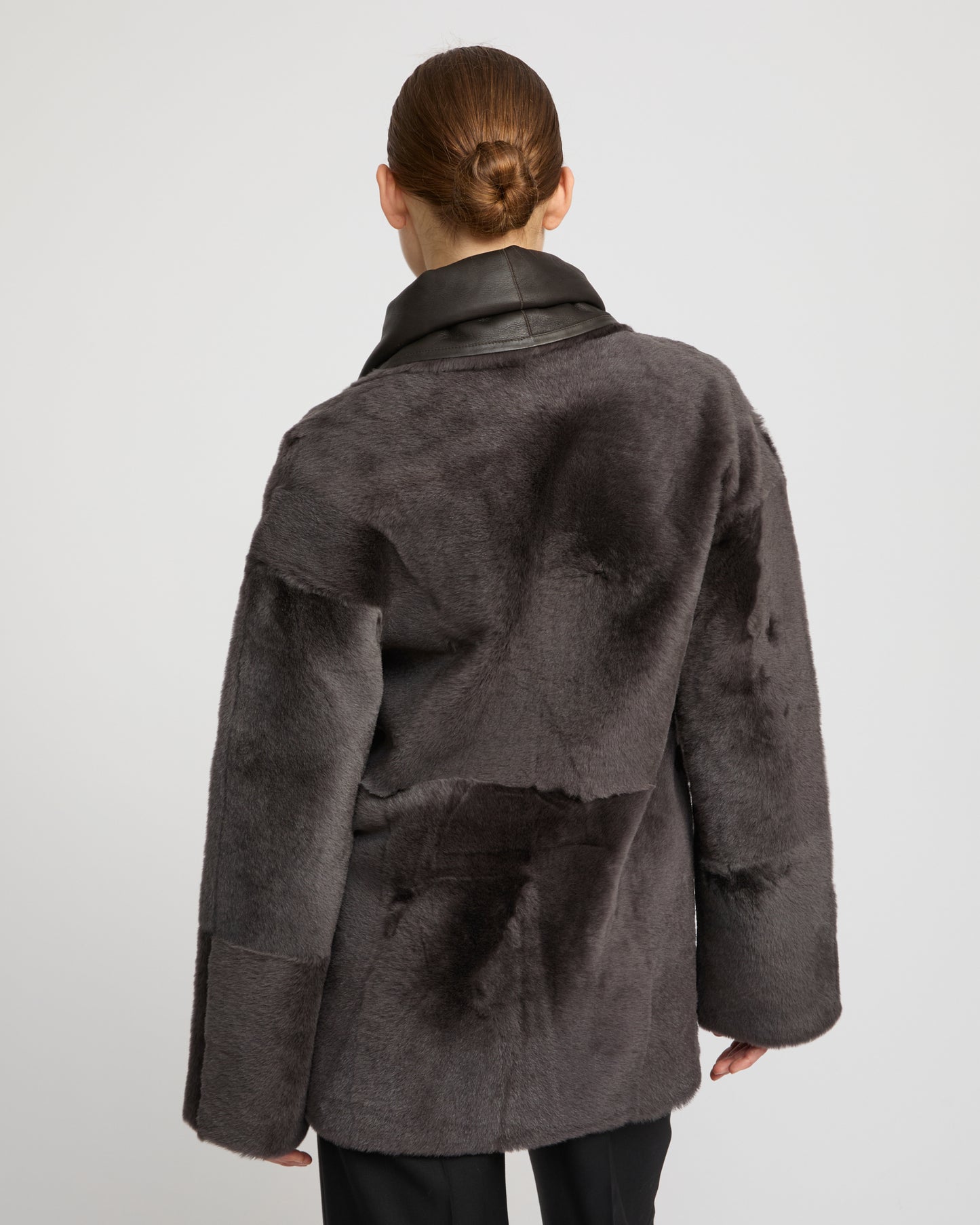 Long draped lambskin shearling jacket - Yves Salomon