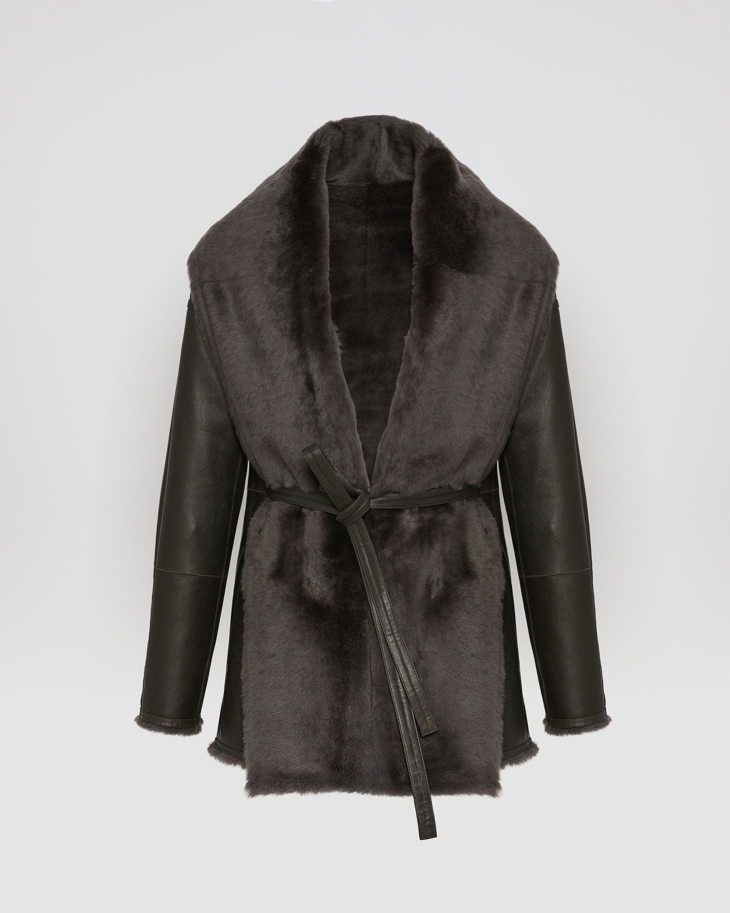 Long draped lambskin shearling jacket - Yves Salomon
