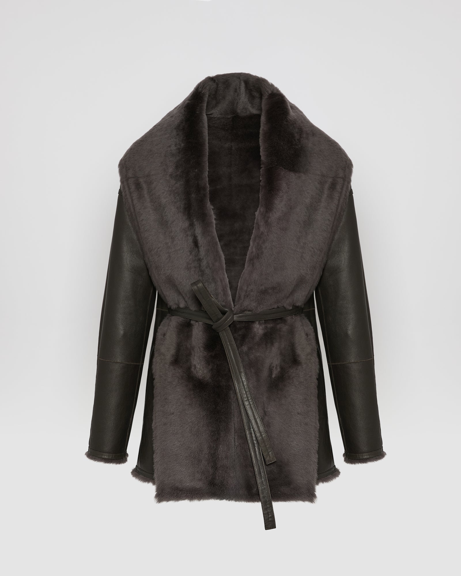 Long draped lambskin shearling jacket - Yves Salomon