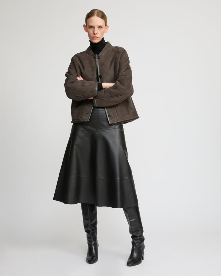 Suede Merino lambskin varsity jacket
