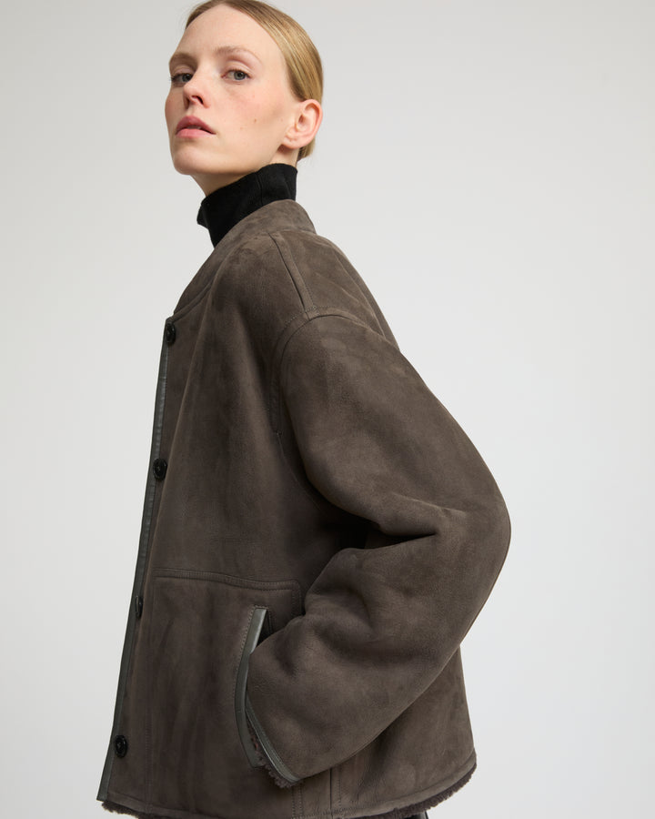 Suede Merino lambskin varsity jacket
