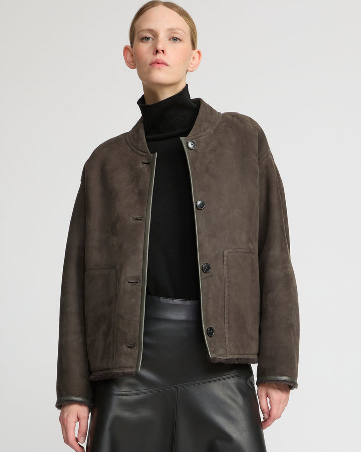 Suede Merino lambskin varsity jacket