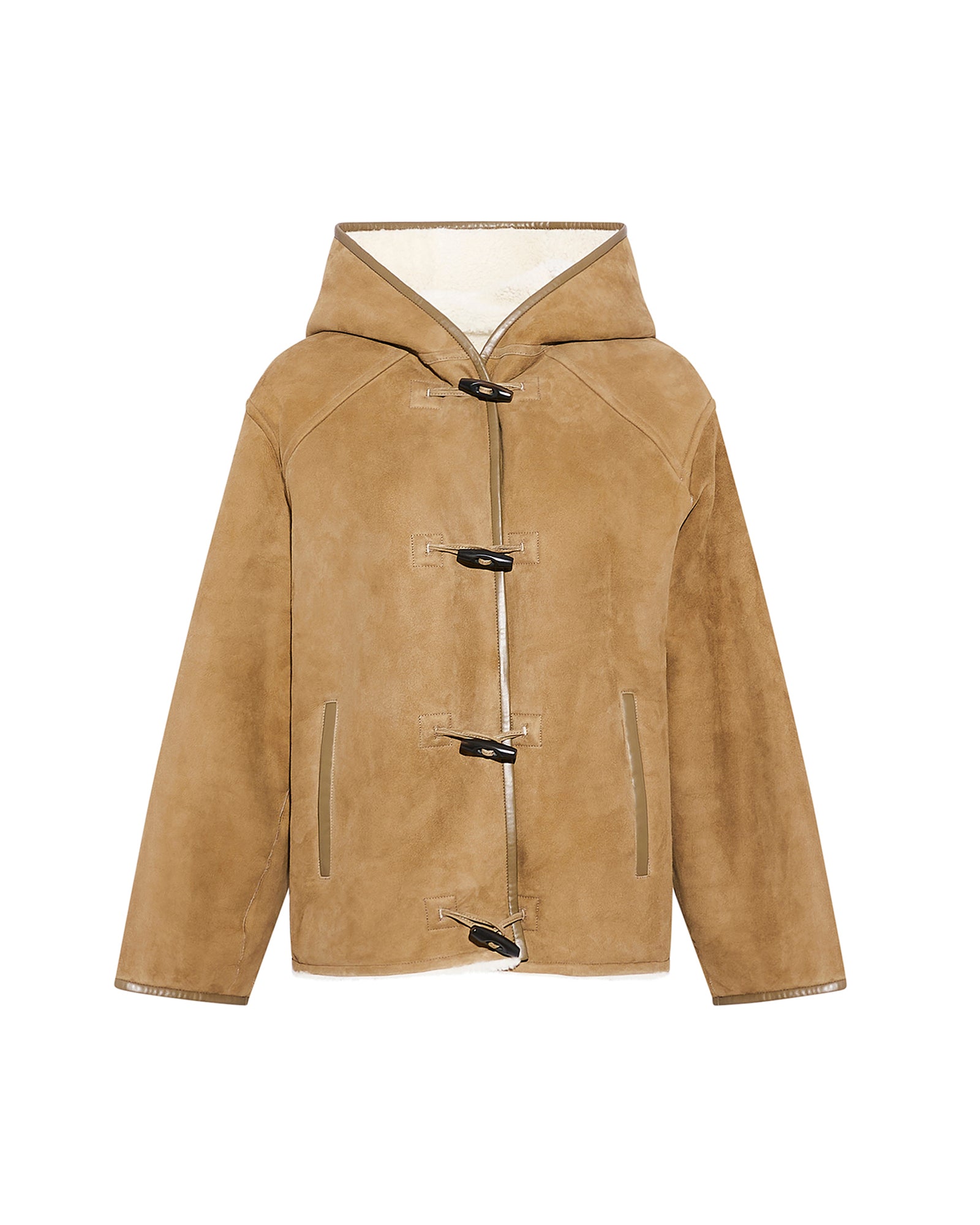 Hooded coat in Merino suede lambskin - Yves Salomon